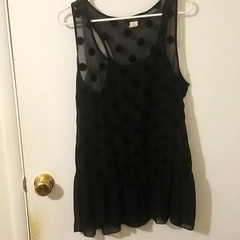 Sheer Polka Dot Black Blouse